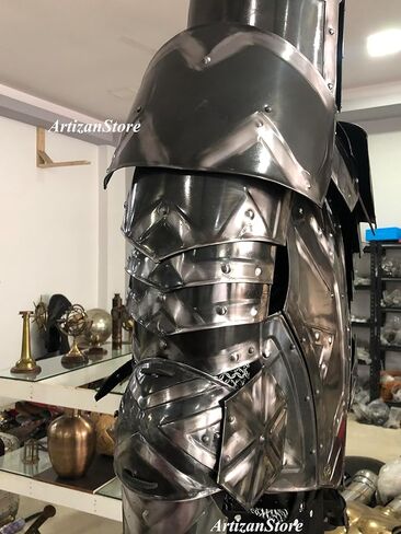 بدلة درع القرون الوسطى من ARTIZANSTORE مصنوعة من الفولاذ الأسود على طراز LARP قزم بدلة درع كاملة بدلة الهالوين بدلة درع in Saudi Arabia