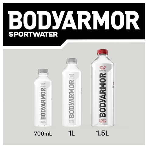 BODYARMOR SportWater Alkaline Water, High Alkaline Bottled Water, pH 9+, 700mL (24 Pack), Refreshing Electrolyte Drink Pack, Wide Mouth Bottle in Kuwait