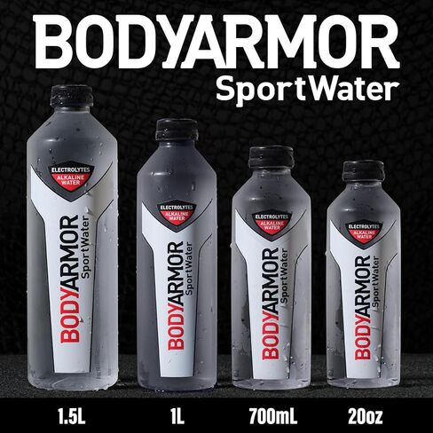 BODYARMOR SportWater Alkaline Water, High Alkaline Bottled Water, pH 9+, 700mL (24 Pack), Refreshing Electrolyte Drink Pack, Wide Mouth Bottle in Kuwait