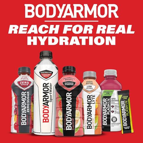 BODYARMOR SportWater Alkaline Water, High Alkaline Bottled Water, pH 9+, 700mL (24 Pack), Refreshing Electrolyte Drink Pack, Wide Mouth Bottle in Kuwait