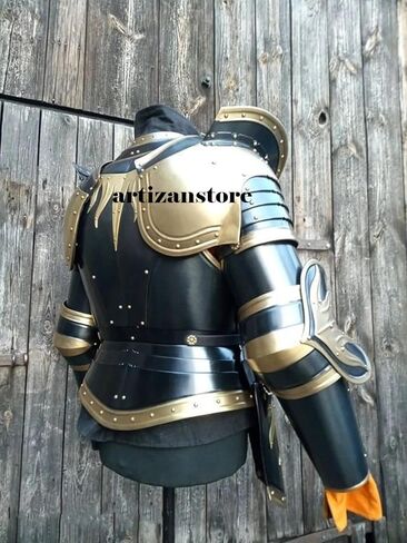 ARTIZANSTORE بدلة درع نصف الجسم لجمجمة لارب الخيالية من العصور الوسطى/درع فارس مع بولدرون/واقي للذراع، زي تنكري ولعب الأدوار، زي نصف الجسم للهالوين in Saudi Arabia