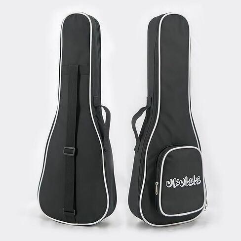 حقيبة احترافية مقاس 23 بوصة من Tenor Ukulele، حقيبة مبطنة مقاومة للماء مع أشرطة كتف قابلة للتعديل وجيب ملحق، مادة نايلون متينة للموسيقيين والطلاب والسفر - أسود، 25x8 بوصة in Saudi Arabia