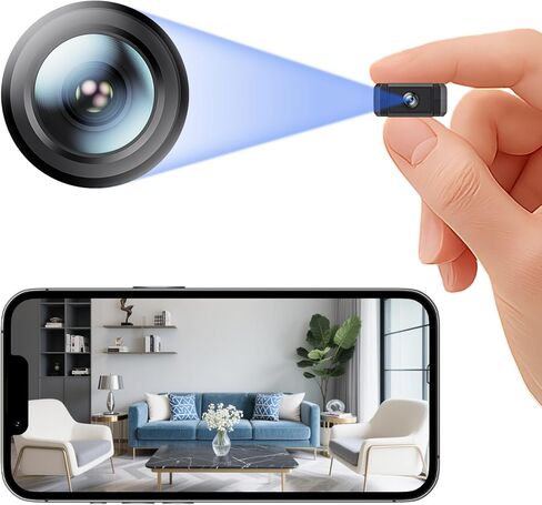 كاميرا أمنية داخلية ميني كاميرا لاسلكية منزل صغير في الهواء الطلق واي فاي كاميرات الحيوانات الأليفة 4K HD TINY NANNY CAM WIGH in Kuwait