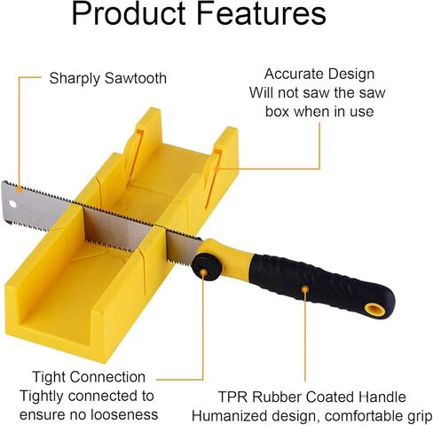 Jectse Miter Box and Saw Set, Multi Angle Cutting Woodworking Tool with Replaceable Saw and Comfortable Grip, for Wood Plastic Plasterboard Soft Metal in Saudi Arabia