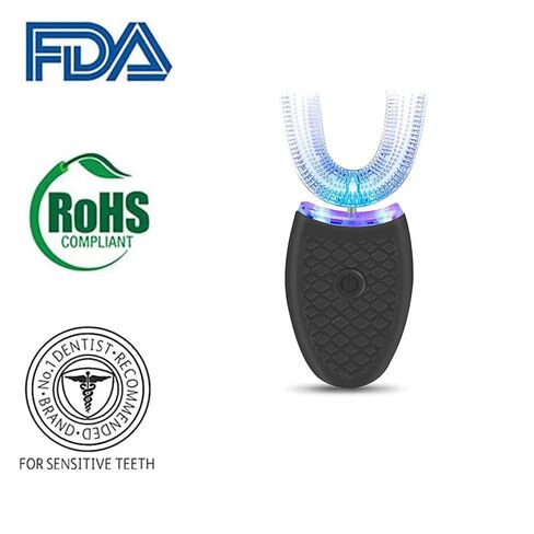 U Shaped Whole Mouth 360° Cleaning Teeth Whitening Hands Free Rechargeable IPX7 Waterproof,Black,SNEFEG90DM in Kuwait