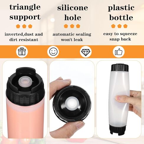 6 Pcs Inverted Ketchup Squeeze Bottle 16 Oz Refillable Condiment Squeeze Bottles Plastic Sauce Bottles Squeezes Tip Large Valve Dispenser for Restaurants, Food Trucks, Pancake Salad Squirt (Black) in Saudi Arabia