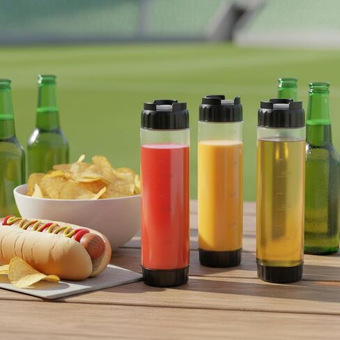 6 Pcs Inverted Ketchup Squeeze Bottle 16 Oz Refillable Condiment Squeeze Bottles Plastic Sauce Bottles Squeezes Tip Large Valve Dispenser for Restaurants, Food Trucks, Pancake Salad Squirt (Black) in Saudi Arabia