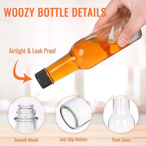 35 عبوة من زجاجات الصلصة الساخنة سعة 5 أونصة، زجاجة زجاجية شفافة مع كبسولات منكمش، زجاجة نبيذ صغيرة فارغة مع غطاء لولبي مانع للتسرب، وإدراج قطارة للصلصات المنزلية والزيوت والملابس in Kuwait