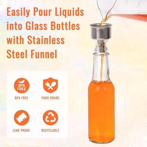 35 عبوة من زجاجات الصلصة الساخنة سعة 5 أونصة، زجاجة زجاجية شفافة مع كبسولات منكمش، زجاجة نبيذ صغيرة فارغة مع غطاء لولبي مانع للتسرب، وإدراج قطارة للصلصات المنزلية والزيوت والملابس in Kuwait