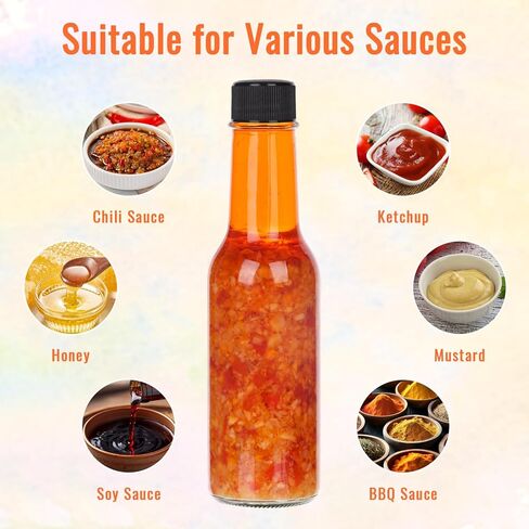35 عبوة من زجاجات الصلصة الساخنة سعة 5 أونصة، زجاجة زجاجية شفافة مع كبسولات منكمش، زجاجة نبيذ صغيرة فارغة مع غطاء لولبي مانع للتسرب، وإدراج قطارة للصلصات المنزلية والزيوت والملابس in Kuwait