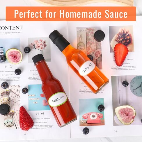 35 عبوة من زجاجات الصلصة الساخنة سعة 5 أونصة، زجاجة زجاجية شفافة مع كبسولات منكمش، زجاجة نبيذ صغيرة فارغة مع غطاء لولبي مانع للتسرب، وإدراج قطارة للصلصات المنزلية والزيوت والملابس in Kuwait