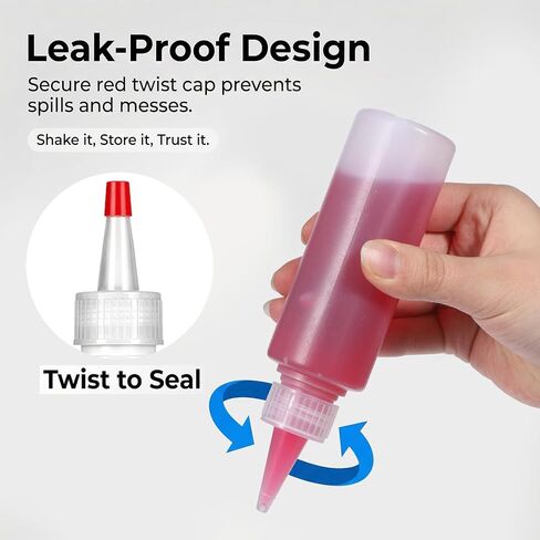 5 Pack Condiment Bottles Squeeze, 5 Oz Squeeze Bottles for Sauces Leak Proof Refillable Empty Squirt Bottle with Red Twist Top Cap for Sauces,Mustard, Syrup,Oil,Dressings,Travel,Lab,Crafts in Saudi Arabia
