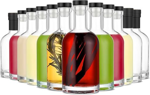 عبوة من 12 زجاجة زجاجية مع أغطية سعة 12 أونصة مانعة للتسرب، قاعدة سميكة 375 مل زجاجات زجاجية للصلصة الساخنة والنبيذ والكومبوتشا والميد والشراب ومستخلص الفانيليا والصودا وكبسولات قابلة للانكماش متضمنة in Kuwait