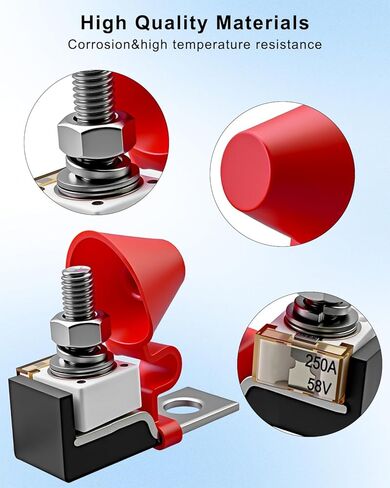 250Amp 58V DC Max MRBF مجموعة الصمامات الطرفية مناسبة للقوارب RVs الأنظمة الشمسية الزائد حماية ماس كهربائى للعاكسات شحن أكوام محركات التصيد، IP66 الصمامات للماء، 2 حزمة in Kuwait