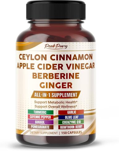 Ultra All-in-1 Ceylon Cinnamon, Apple Cider Vinegar, Berberine & Ginger – Supports Metabolic Balance & Heart Wellness – Made in The USA – 150 Capsules in Kuwait