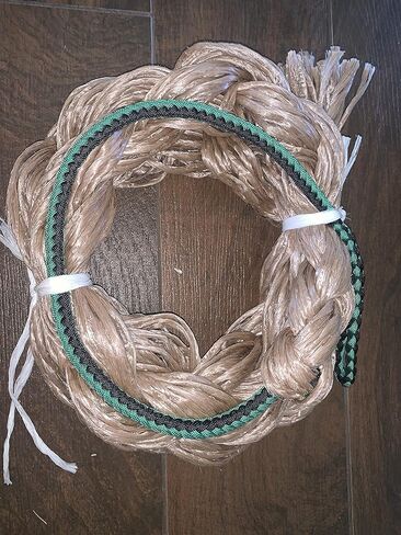 EPT Bull Ropes Adult Saddle Bronc Rein Extra Soft Black & Kelly Green Cord on Tan Poly 6' in Kuwait