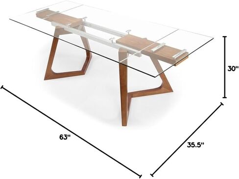 Glass Extension Table with Alu Frame and Ashwood Legs in Saudi Arabia