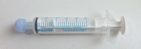 حقنة دواء سائلة عن طريق الفم من باكسا، 5 سم مكعب/5 مل 10/PK موزع جرعات طبية شفافة مع غطاء Exacta-Med BAXTER Comar خالٍ من اللاتكس in Kuwait