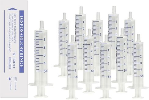 حقنة معقمة 5 مل بدون مكبس مطاطي، 50 قطعة من حقنة قياس سائل مختومة 5 سم مكعب Luer بدون إبرة للمختبرات العلمية والقياس والاستخدام المنزلي in Kuwait