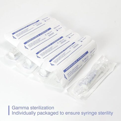 حقنة معقمة 5 مل بدون مكبس مطاطي، 50 قطعة من حقنة قياس سائل مختومة 5 سم مكعب Luer بدون إبرة للمختبرات العلمية والقياس والاستخدام المنزلي in Kuwait
