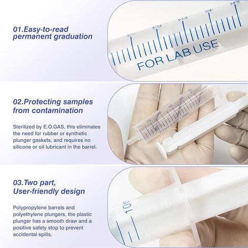 حقنة معقمة 5 مل بدون مكبس مطاطي، 50 قطعة من حقنة قياس سائل مختومة 5 سم مكعب Luer بدون إبرة للمختبرات العلمية والقياس والاستخدام المنزلي in Kuwait