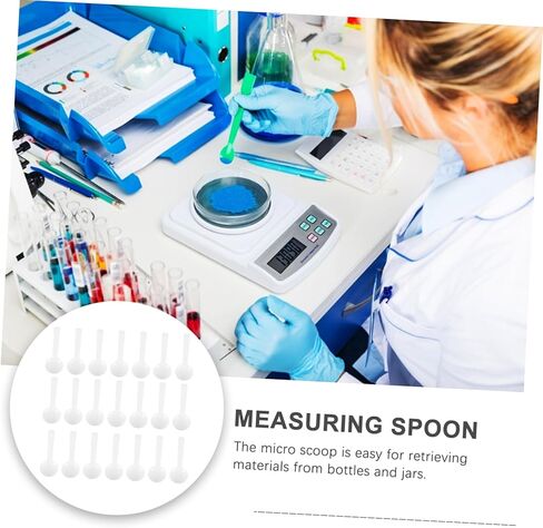 100Pcs Plastic Micro Scoop Measuring Spoons Disposable Tiny Lab Spoons for Powder Medicine and Cosmetics Ergonomic Compact Easy to Clean in Saudi Arabia