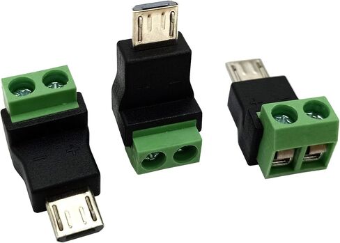 Qaoquda 3Pack Micro USB 5 Pin Male to 2 Pin Screw Terminal Solderless Bolt Screw Terminals Converter Charging Adapter in Saudi Arabia