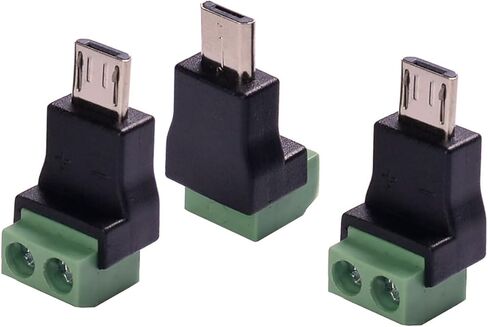 Qaoquda 3Pack Micro USB 5 Pin Male to 2 Pin Screw Terminal Solderless Bolt Screw Terminals Converter Charging Adapter in Saudi Arabia