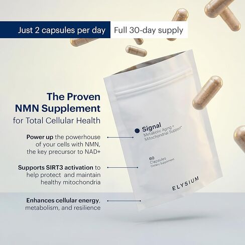 مكمل ELYSIUM Signal NMN - ثبت سريريًا أنه يدعم إنتاج NAD+، ووظيفة الميتوكوندريا والصحة الأيضية - أحادي نيوكليوتيد النيكوتيناميد ومجمع التنشيط SIRT3 - كمية تكفي لمدة 30 يومًا in Kuwait