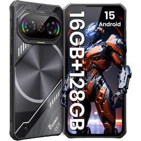 Fossibot F114 Phone الوعرة 6.67 "HD + 16GB + 128GB/TF 2TB Android 15 Gaming Frugged Octa Core 50MP كاميرا رئيسية 5000 MAH بطارية IP68/IP69K مقاوم للماء ، فتحة ثلاثية/معرف الوجه/GPS (أسود) in Kuwait