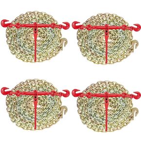 VEVOR سلسلة السقاطة الموثق 2PCS، 3/8 "-1/2" المجلدات تحميل الثقيلة، مع سلاسل G80 12000 رطل الحد الآمن للحمل، مقبض مضاد للانزلاق موفر للعمالة، ربط أسفل مجلدات سلسلة النقل لمقطورة شاحنة مسطحة in Kuwait