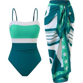 Women’s One Piece Swimsuit with Cover Up Set Skirt Retro 2 Piece Bathing Suit Swimwear in Saudi Arabia