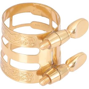 Alto Saxophone Ligature Clip Metal Reed Holder Adjustable Saxophone Clip Wind Instrument Accessory with Embossed Design for Alto Sax Mouthpiece in Kuwait