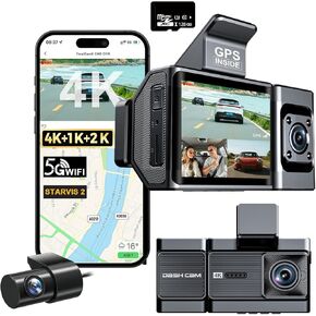 4 قناة DASH CAM 360 ° ، ومضمّن في WIFI GPS 5G ، 2.5K+1080P*3 الأمامي والخلف داخل الكاميرا اليسرى اليسرى للسيارات ، كاميرا السيارة مع رؤية ليلية الأشعة تحت الحمراء ، وضع وقوف السيارات على مدار 24 ساعة ، G-SESOR ، بطاقة 128G مجانية in Kuwait