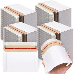 500 قطعة من رسائل البريد الصلبة مقاس 6.5 × 4.5 بوصة مع أظرف شحن لبطاقات الشحن من الورق المقوى الأبيض ذاتية اللصق تبقى مسطحة لصورة ورق المستندات المضغوطة in Kuwait