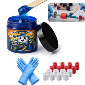 شحم تخميد لقضبان تعليق الغسالة، 100 جرام لزوجة عالية 35000 CST مع 16 حشوة إسفنجية (أحمر وأبيض) - إصلاح DIY للاهتزاز والمشي والغسالات المزعجة in Kuwait