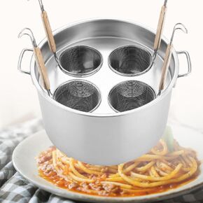Commercial Stainless Steel Pasta Cooker with Strainer Insert, 3/4/5-Hole Stock Pot with Steamer Basket & Lid, Multi-Function Cooker for Pasta, Noodles, Dumplings, Ideal for All Stoves (4Holes) in Kuwait