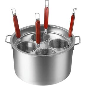 مجموعة طباخ المعكرونة من الفولاذ المقاوم للصدأ - وعاء مخزون تجاري مع مصفاة وسلة بخار، تصميم 6 فتحات لمطبخ المنزل والمطعم، أواني طهي متينة in Kuwait