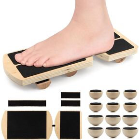 لوح توازن الكاحل، مدرب تقوية القدم مع 12 قطعة من الكرات - سعة قصوى 300 رطل، تعديل إمالة 18-30 درجة، لوح تمايل خشبي غير قابل للانزلاق للتدريب على ثبات الكاحل والقلب in Kuwait