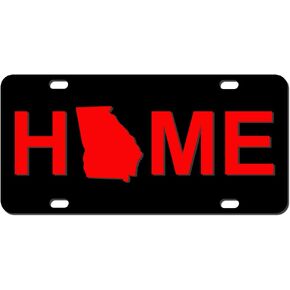 شعار ولاية جورجيا الرئيسية باللون الأسود على لوحة ترخيص حمراء، علامة سيارة سميكة مصنوعة من الألومنيوم المركب عالي الدقة in Kuwait