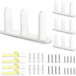 4 قطع من دليل أرضية باب الخزانة البلاستيكية، مناسب عالميًا للأبواب بعرض 1-3/8 بوصة، يحافظ على ثبات الباب المنزلق مع براغي في حجمين، حلول لمسار باب خزانة المنزل، أبيض in Kuwait
