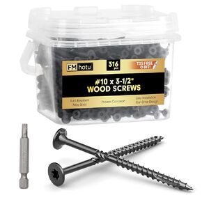 #10 × 2-1/2 بوصة براغي سطح السفينة، 108 قطعة براغي خشبية على شكل نجمة، براغي خشبية مقاومة للصدأ للأخشاب/السجل/خشب المناظر الطبيعية، تتضمن لقمة نجمة T25، أسود in Kuwait