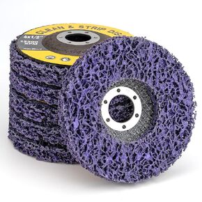 6 قطع أقراص شريطية مقاس 4-1/2 بوصة × 7/8 بوصة، عجلة تجريد مزيل الصدأ وعجلات تقشير الطلاء، أقراص جلخ سريعة لطاحونة الزوايا لتنظيف وإزالة طلاء الطلاء ولحامات الصدأ والأكسدة باللون الأرجواني in Kuwait