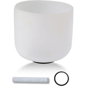 432HZ 7 Inchs Frosted Crystal Singing Bowl Set for Meditation Healing Yoga Chakra Quartz Crystal Sound Bowls with Heavy Duty Carry Case and Rubber Mallet,Suede Striker,O-rings in Saudi Arabia