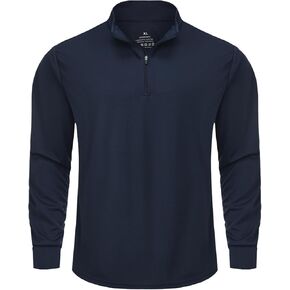 Mens Quarter Zip Long Sleeve Quick Dry T-Shirts Mock Neck Active Workout Pullover Tops in Kuwait