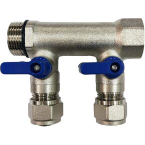 2 حلقة سباكة متعددة مع صندوق 3/4 بوصة وصمامات كروية 1/2 بوصة، مقبض أزرق in Kuwait