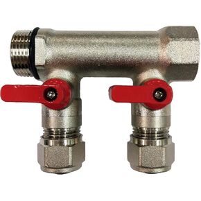 2 حلقة سباكة متعددة مع صندوق 3/4 بوصة وصمامات كروية 1/2 بوصة، مقبض أحمر in Kuwait