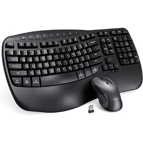 MEETION Ergonomic Keyboard and Mouse Wireless Combo, Wave Keys Natural Typing, 2.4G Wireless Keyboard with Wrist Rest, 4 Adjustable DPI Optical Mouse, for Computer/Laptop/Windows/Mac, Pink in Saudi Arabia