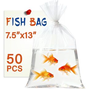 أكياس الأسماك الحية، ختم مزدوج، مانعة للتسرب، شديدة التحمل لشحن أسماك الزينة والنقل، 50 عبوة 7.5 بوصة × 13 بوصة in Kuwait