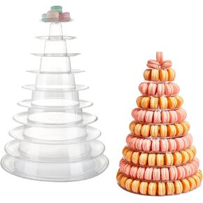 10 Tier Macaron Tower Transparent Plastic Round Tower Cake Dessert Donut Stand for Baby Shower Wedding Birthday Tea Party Decor in Kuwait